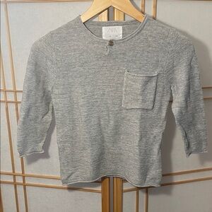 Zara Light Gray Knit Top with Pocket